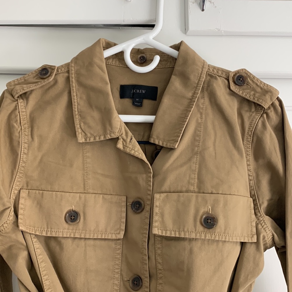 Jcrew tie waist tan peplum jacket - Picture 2 of 5